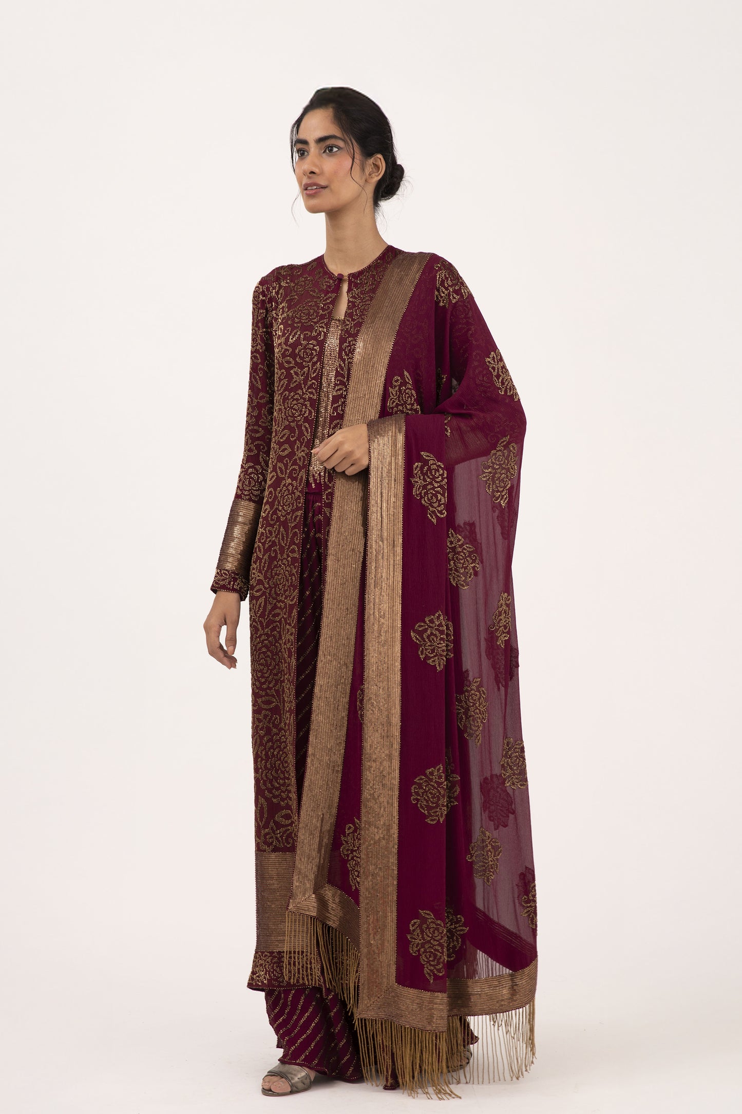 Jacket Set in Intricate Spiral Beadwork Embroidery
