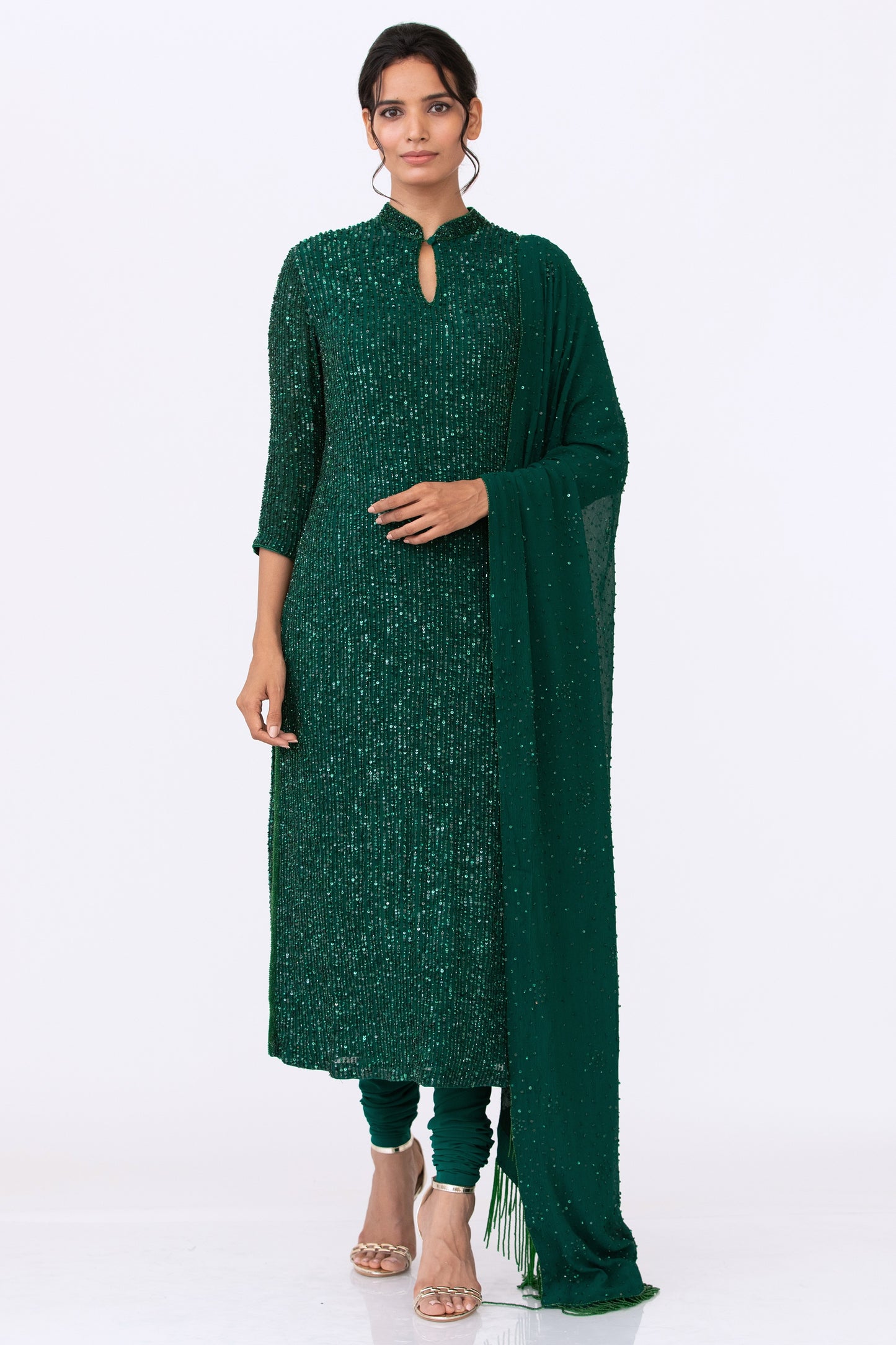 Kurta Set in Line Sequins Embroidery