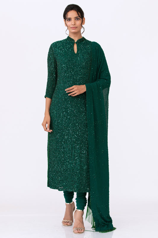 Kurta Set in Line Sequins Embroidery