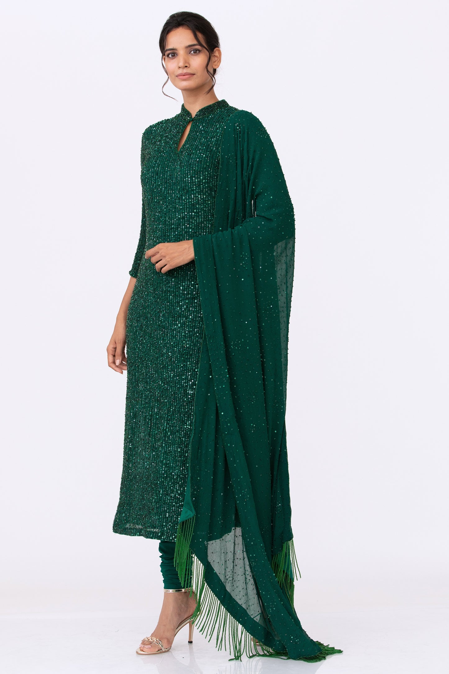 Kurta Set in Line Sequins Embroidery