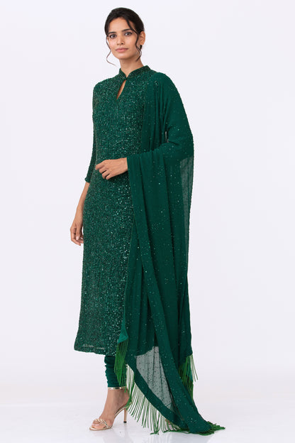 Kurta Set in Line Sequins Embroidery