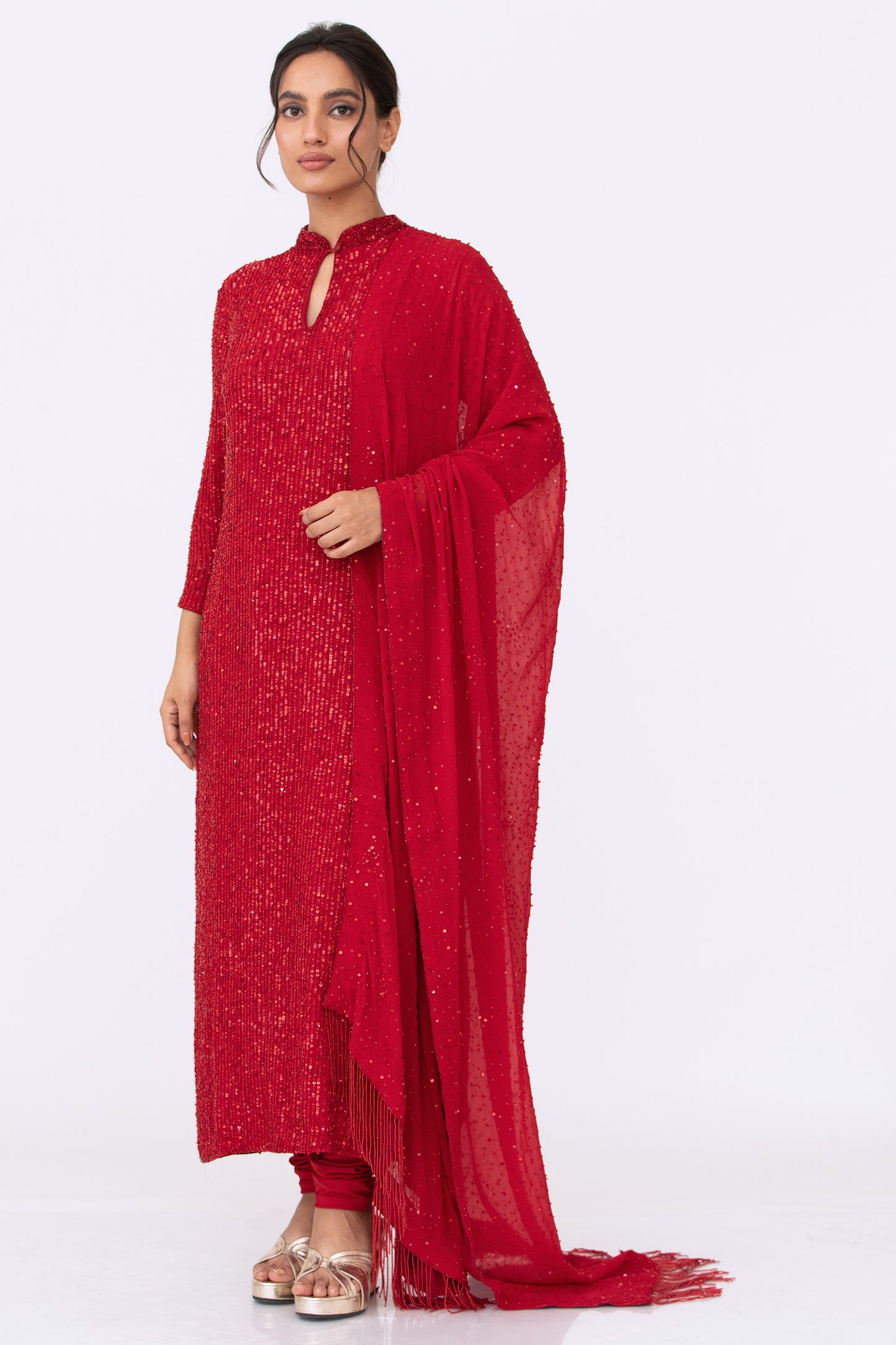 Kurta Set in Line Sequins Embroidery