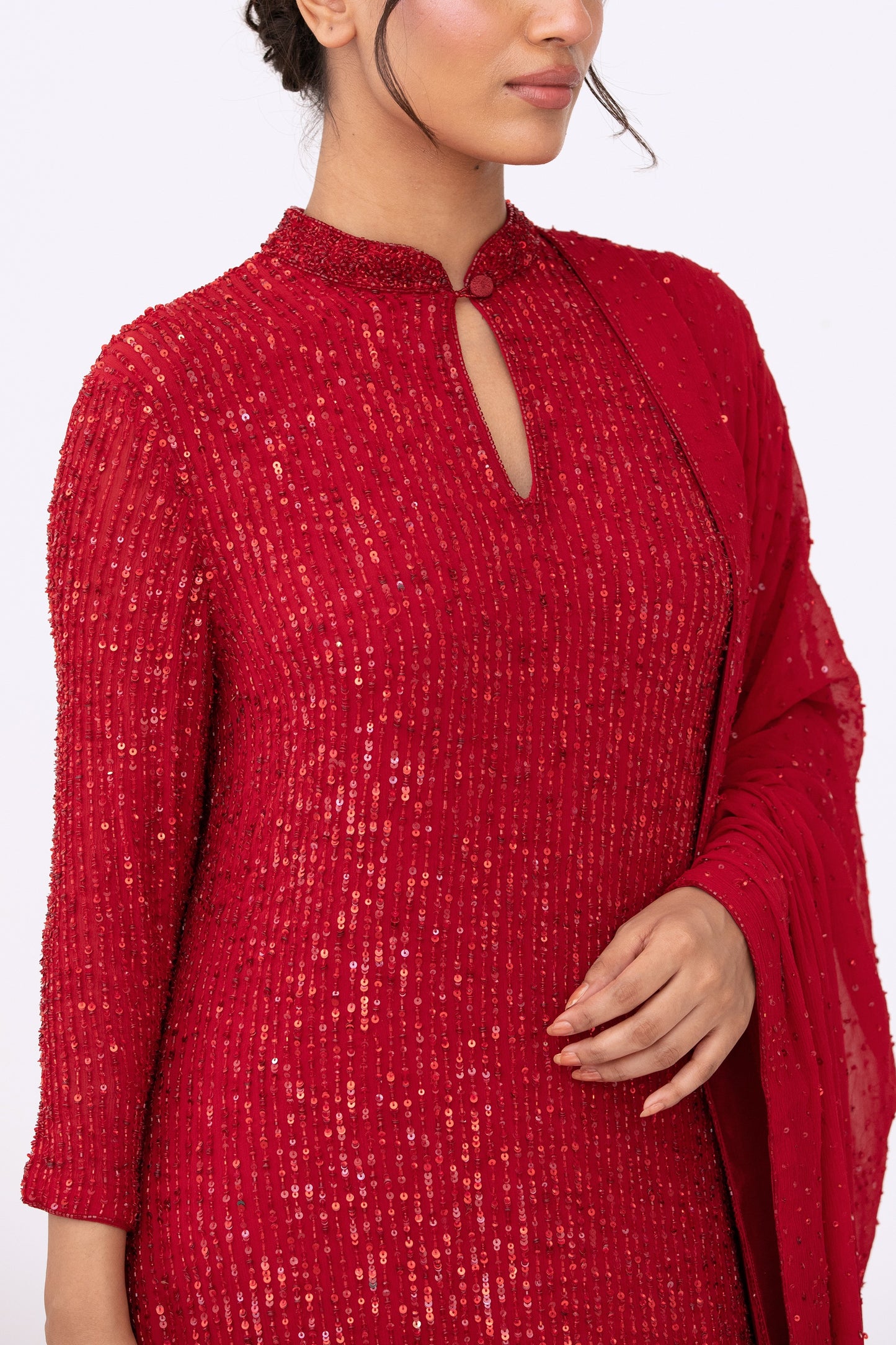 Kurta Set in Line Sequins Embroidery