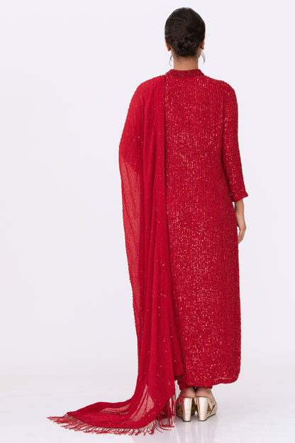 Kurta Set in Line Sequins Embroidery