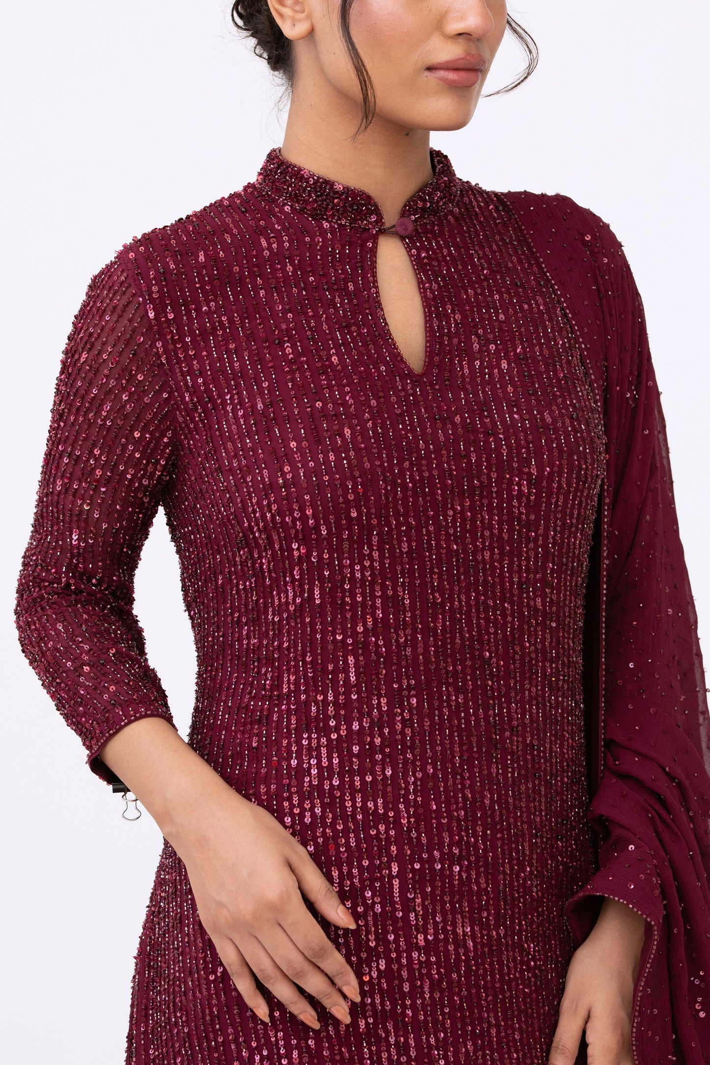 Kurta Set in Line Sequins Embroidery