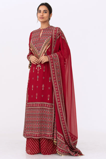 Kurta Set in Tribal Thread and Gold Sequin Embroidery