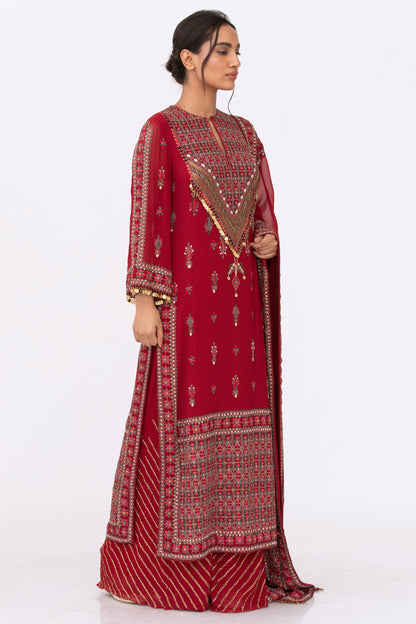 Kurta Set in Tribal Thread and Gold Sequin Embroidery