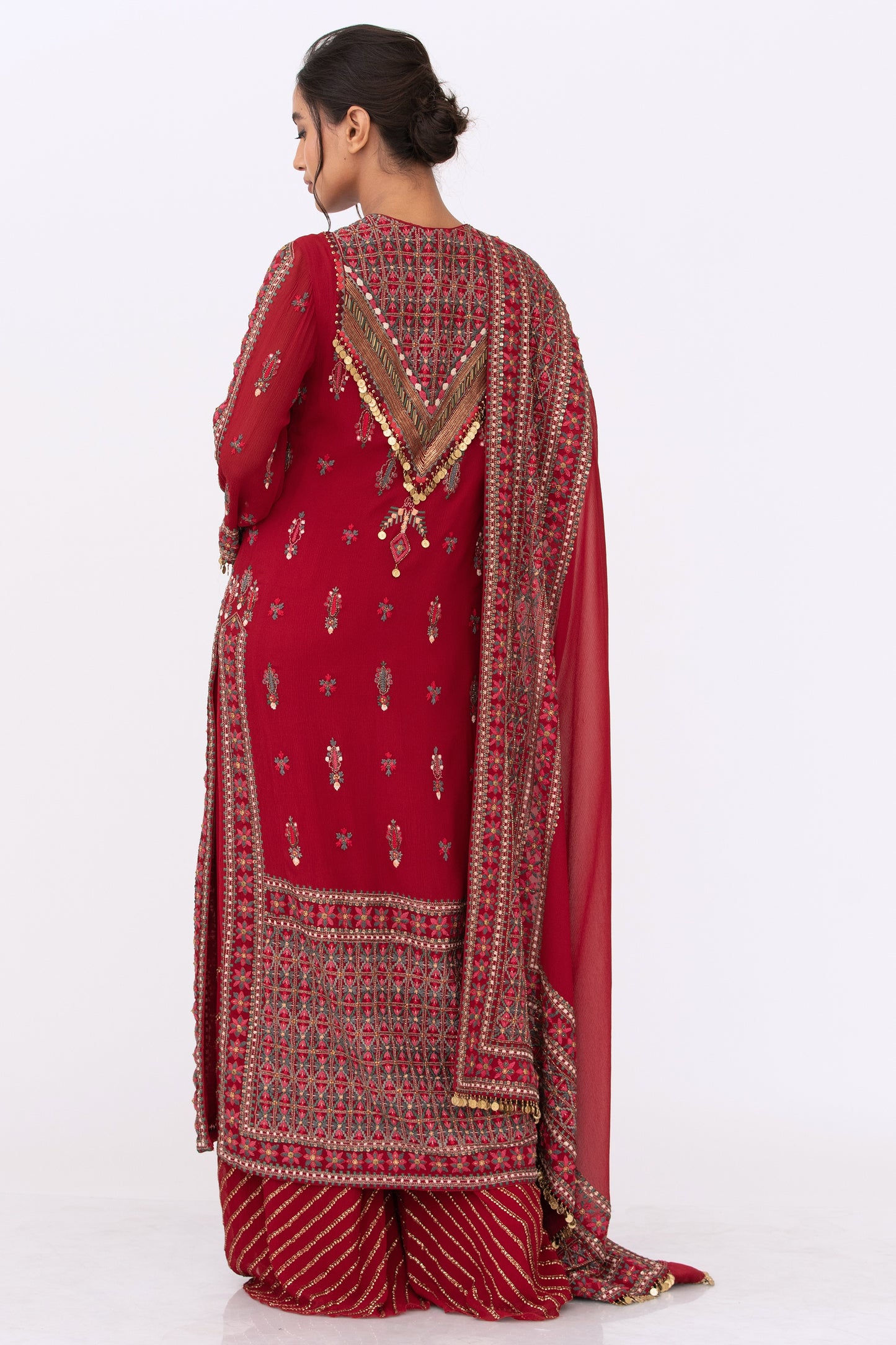 Kurta Set in Tribal Thread and Gold Sequin Embroidery