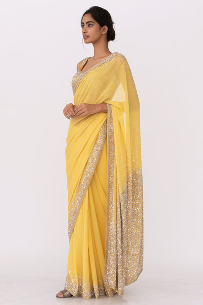 Sari Set in Silver Sequin Embroidery