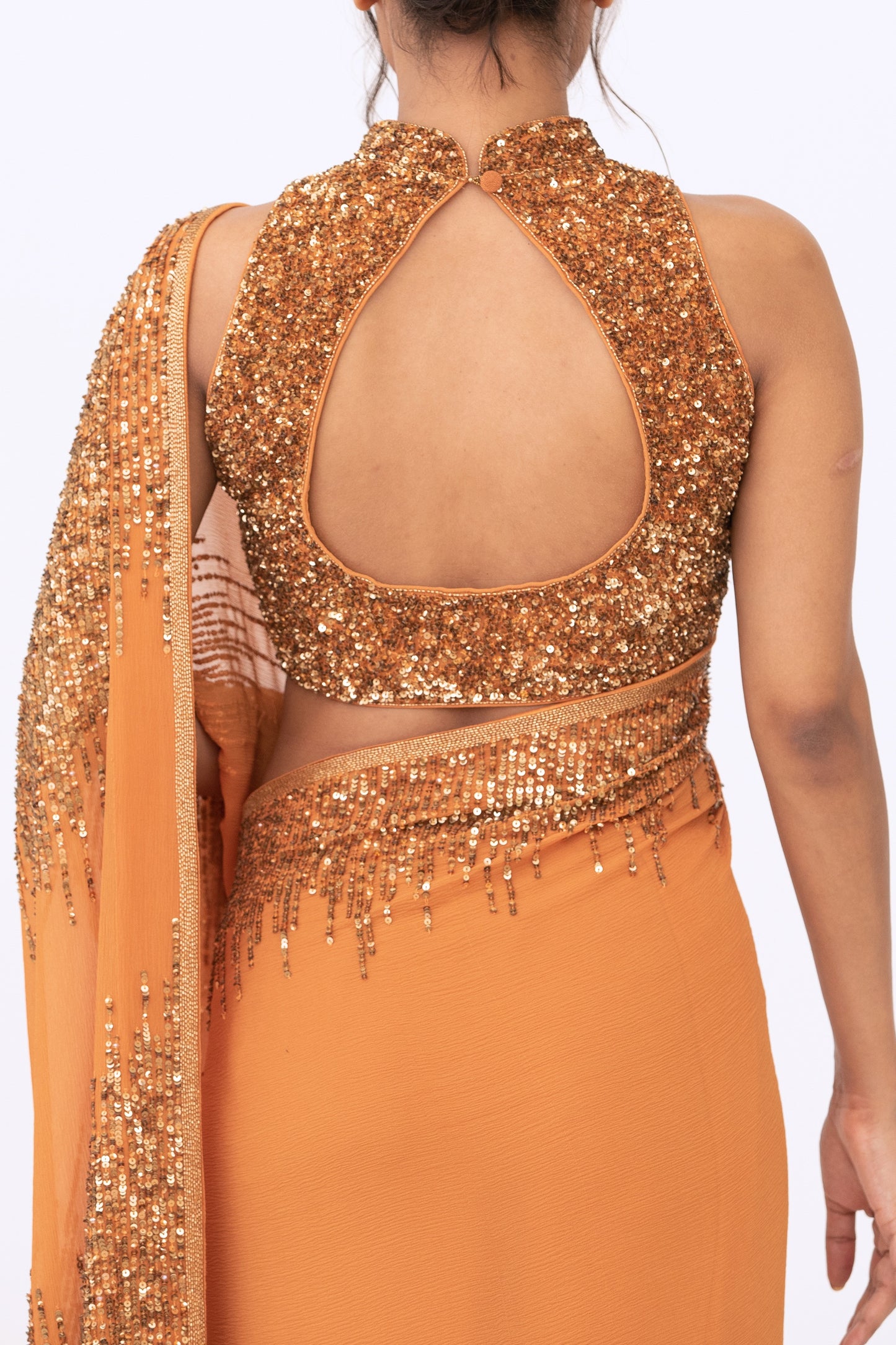 Sari Set in Gold Sequin Embroidery Design
