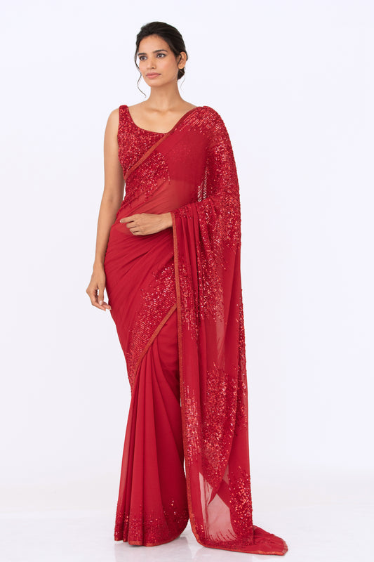Sari Set in Tonal Sequin Embroidery