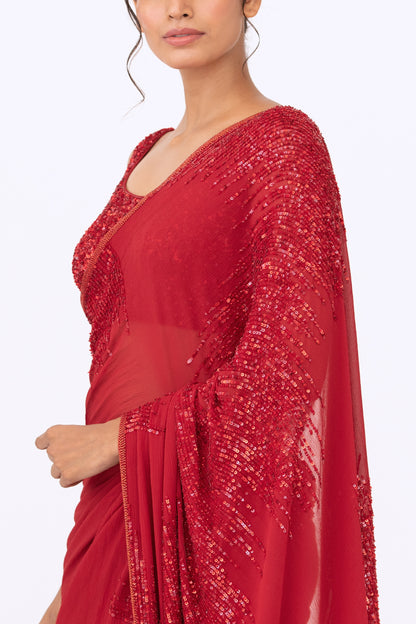 Sari Set in Tonal Sequin Embroidery
