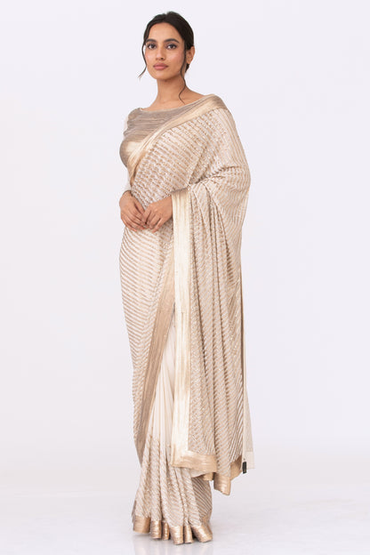 Sari Set in Gold Sequin Embroidery