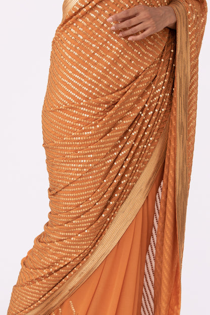 Sari Set in Gold Sequin Embroidery