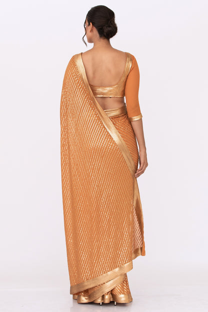 Sari Set in Gold Sequin Embroidery