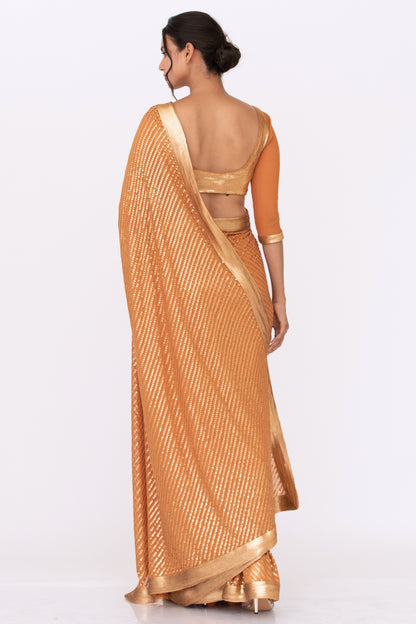 Sari Set in Gold Sequin Embroidery
