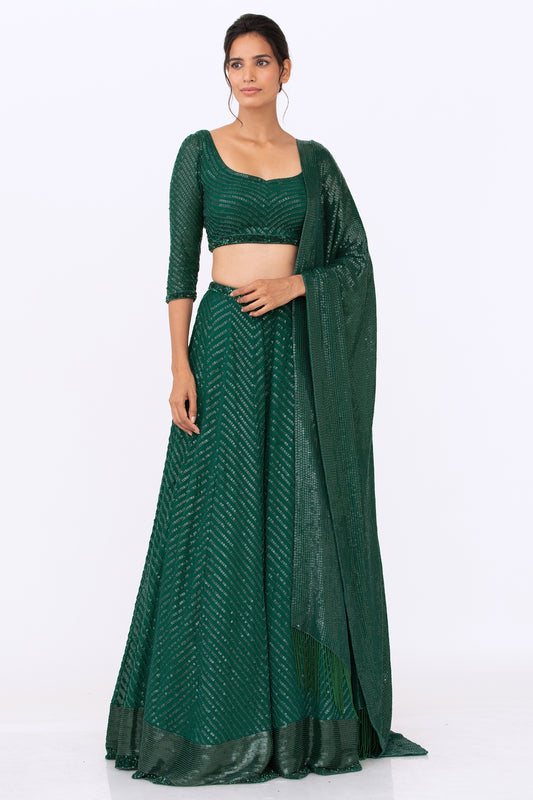 Lehenga Set in Tonal Sequin Embroidery