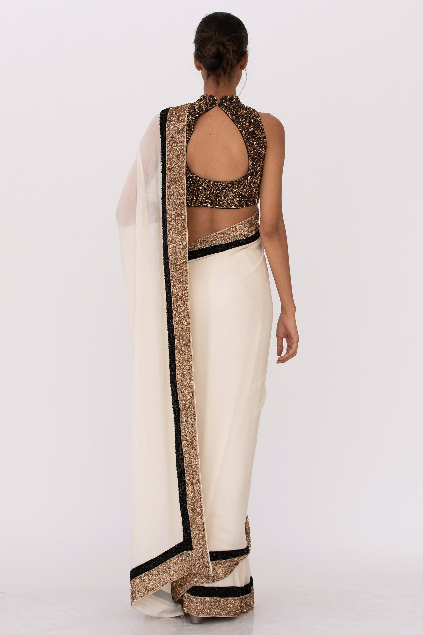 Sari Set in Double Border Sequin Embroidery