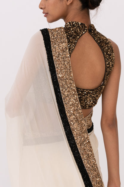 Sari Set in Double Border Sequin Embroidery