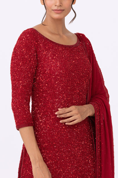 Gharara Set in Tonal Sequin Embroidery