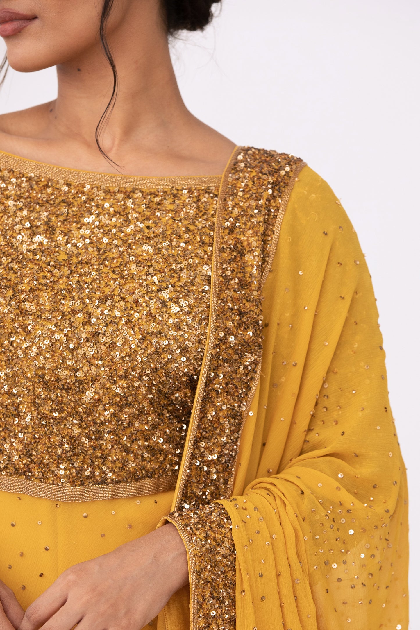 Gharara Set with Gold Sprinkle Sequin Embroidery