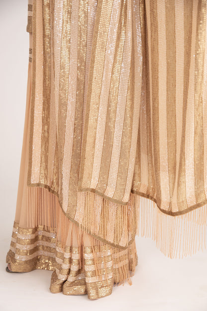 Gharara Set in Striped Sequin Embroidery