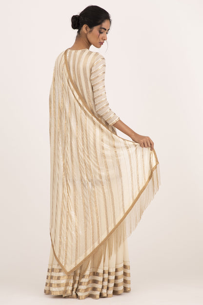 Gharara Set in Striped Sequin Embroidery