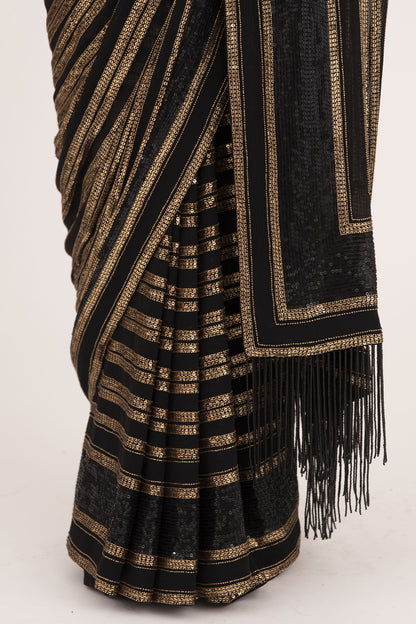 Sari Set in Striped Sequin Embroidery