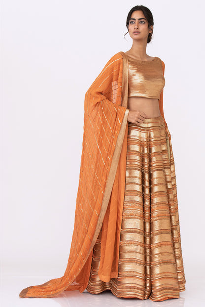 Lehenga Set in Gold Sequins Embroidery