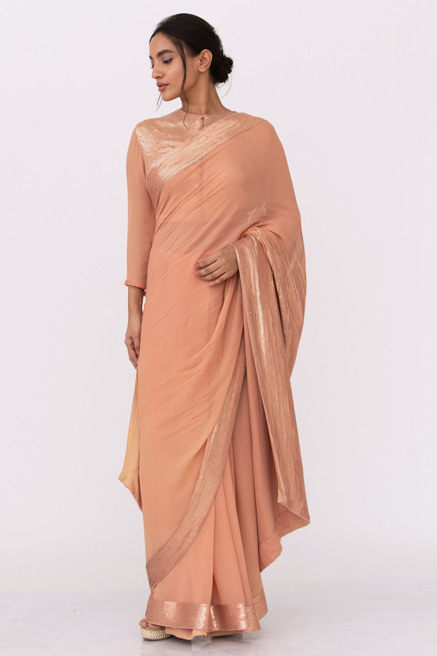 Sari Set in Metallic Sequin Embroidery