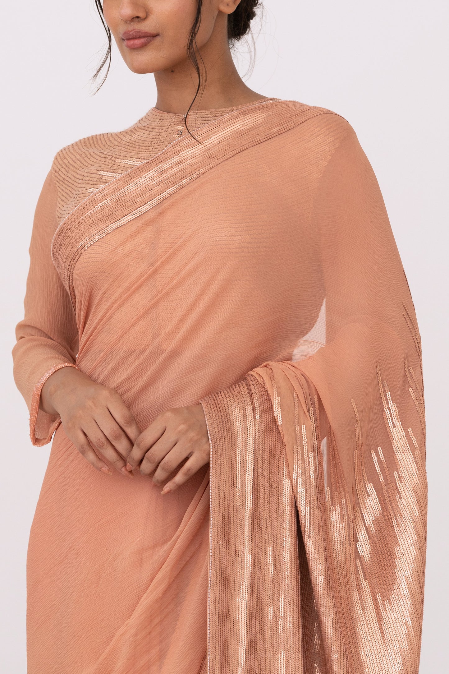 Sari Set in Metallic Sequin Embroidery