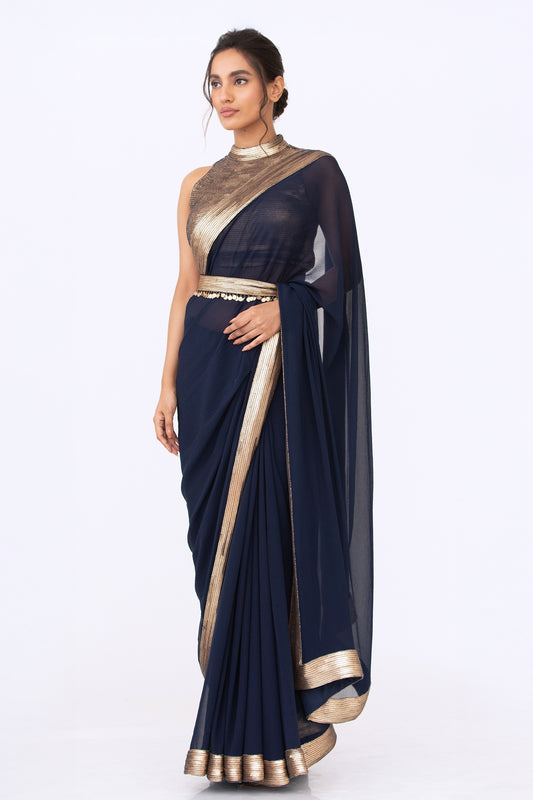 Sari Set in Gold Sequin Embroidery
