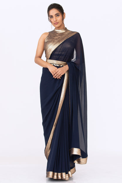 Sari Set in Gold Sequin Embroidery