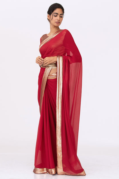 Sari Set in Gold Sequin Embroidery