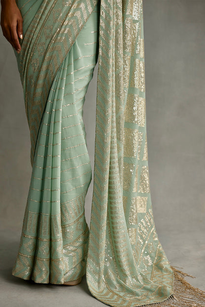 Sari Set in diamond design in small sequin embroidery