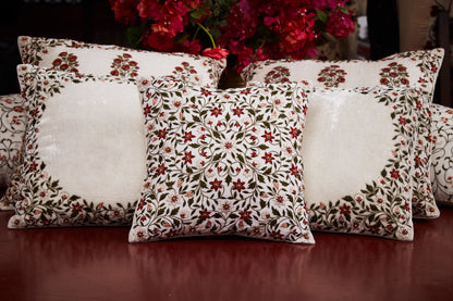 Nakul Sen  White Linen Embroidered Cushion Cover With Filler Single Pc