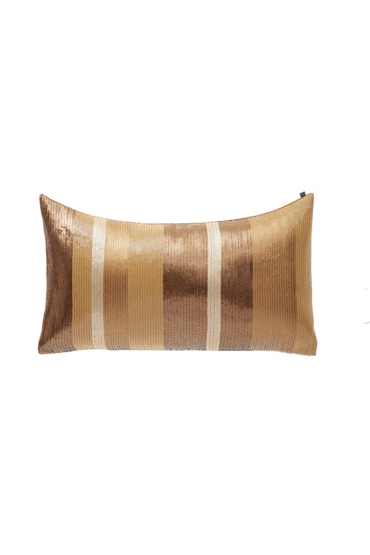 Nakul Sen  Beige Raw Silk Embroidered Embellished Cushion Cover With Filler Single Pc