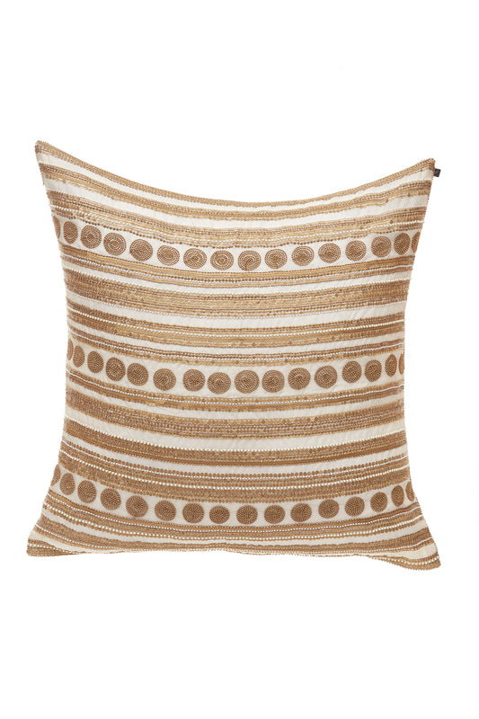 Nakul Sen  White Organza Embroidered Cushion Cover With Filler Single Pc