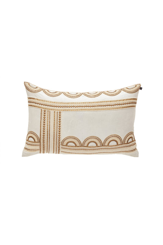 Nakul Sen  White Velvet Embroidered Cushion Cover With Filler Single Pc