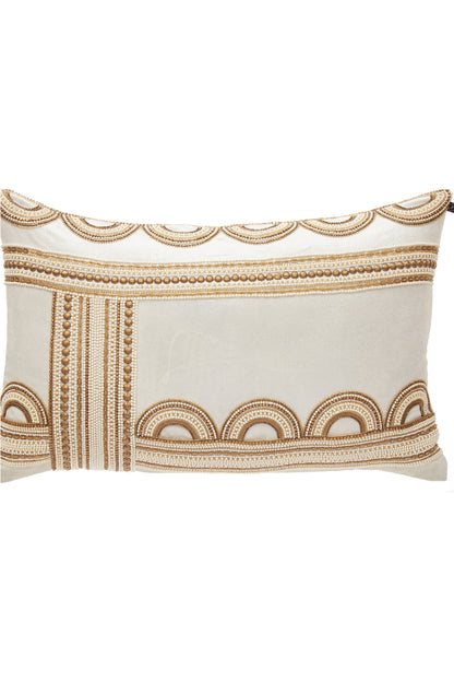 Nakul Sen  White Velvet Embroidered Cushion Cover With Filler Single Pc
