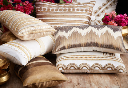 White Organza Embroidered Cushion Cover With Filler Single Pc