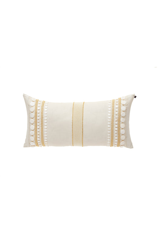 White Organza Embroidered Cushion Cover With Filler Single Pc