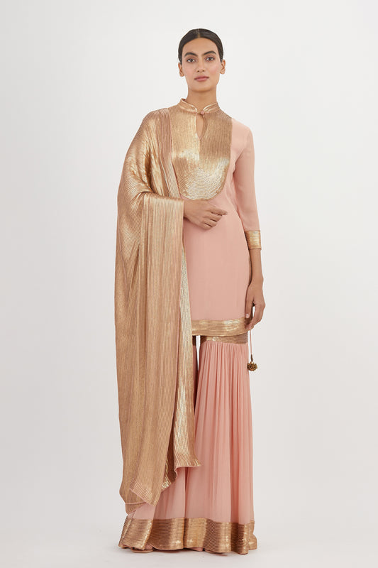Gharara Set in sheeted Gold Sequin Embroidery