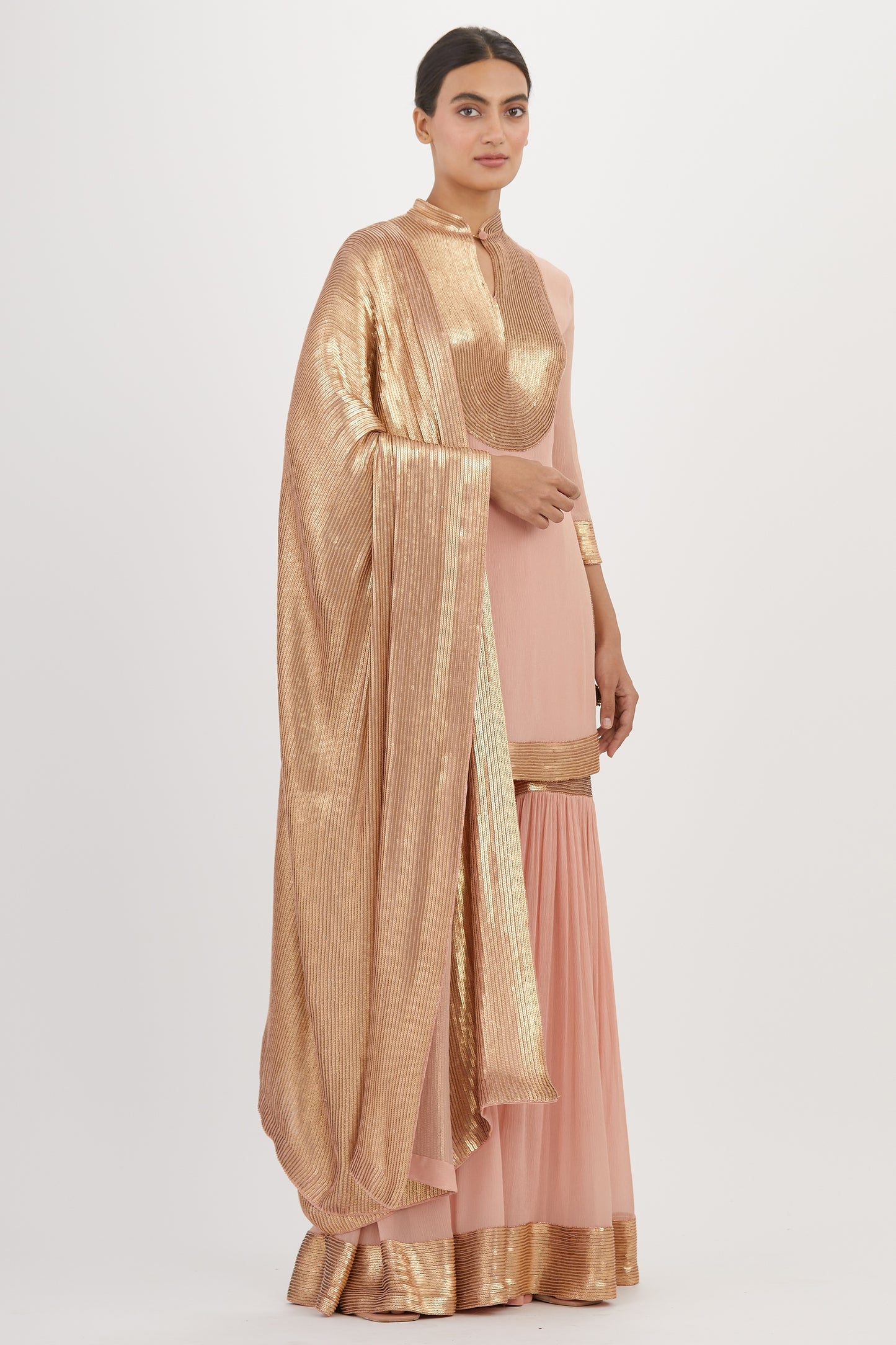 Gharara Set in sheeted Gold Sequin Embroidery