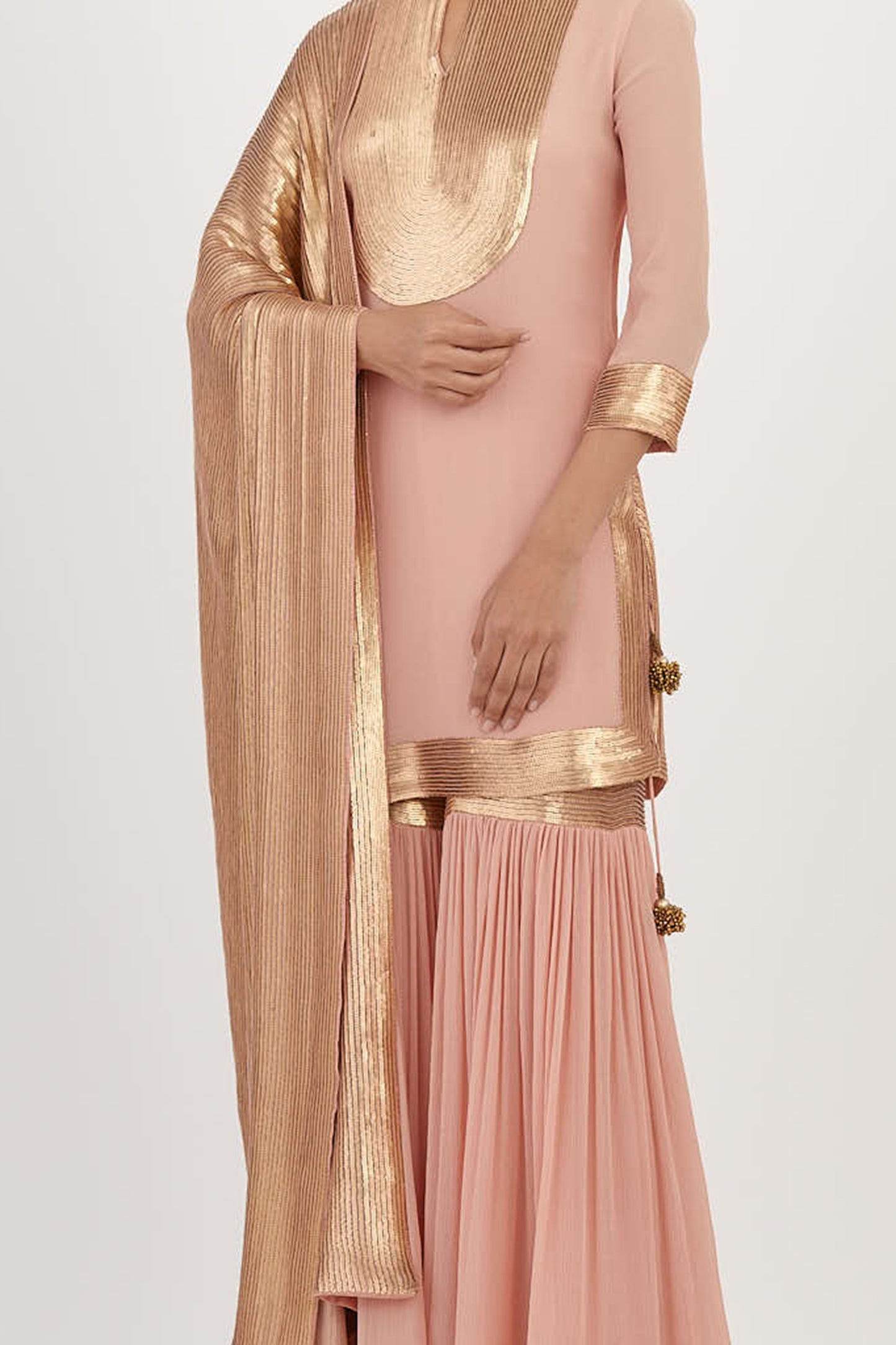 Gharara Set in sheeted Gold Sequin Embroidery