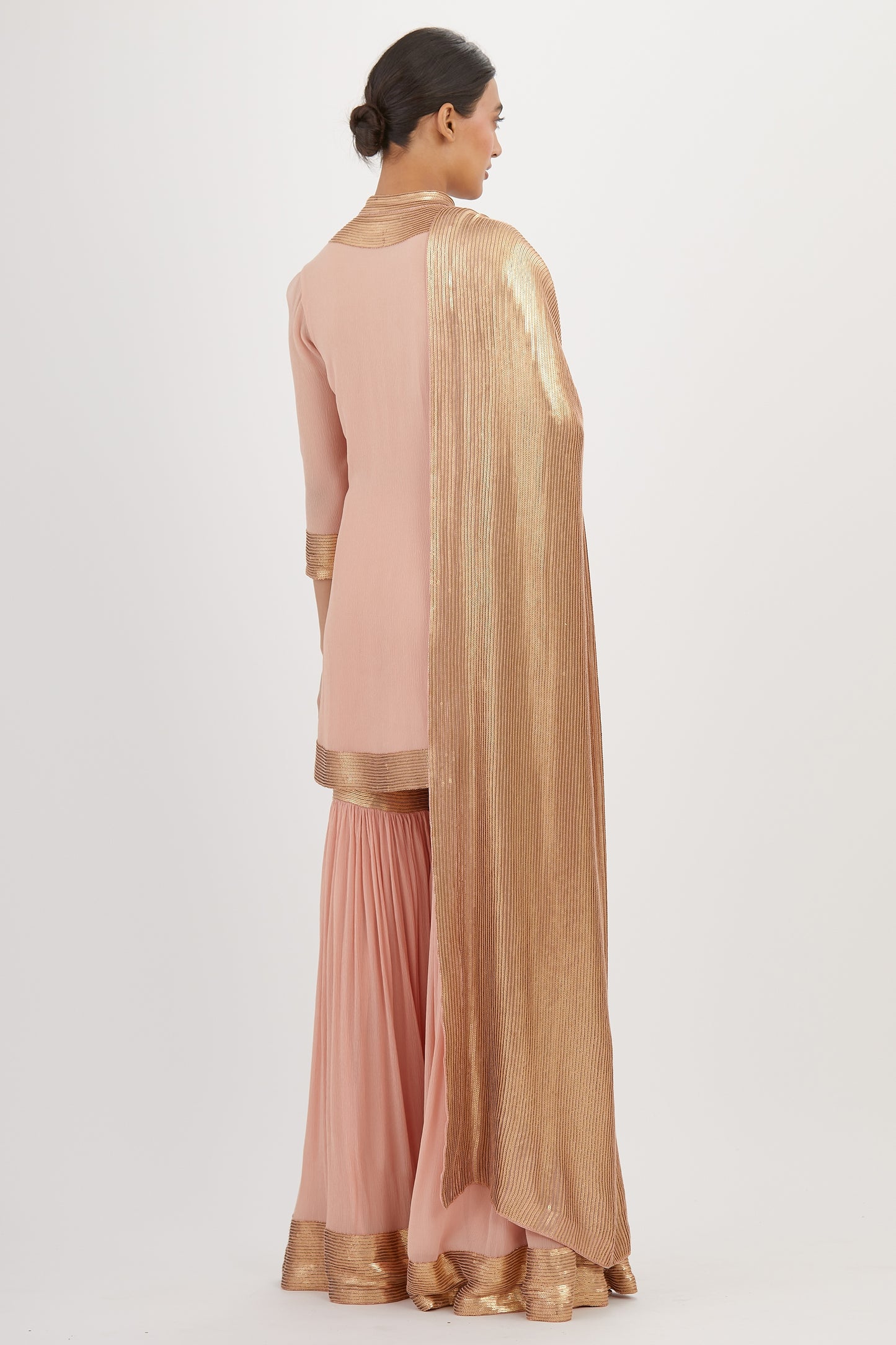 Gharara Set in sheeted Gold Sequin Embroidery