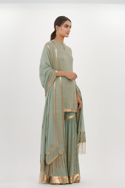Gharara Set in Spiral Beadwork Embroidery