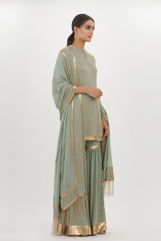Gharara Set in Spiral Beadwork Embroidery
