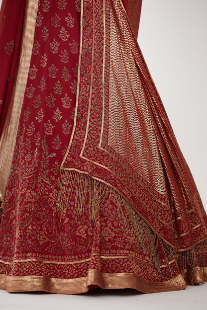 Lehenga Set in Gold Cutdana Embroidery