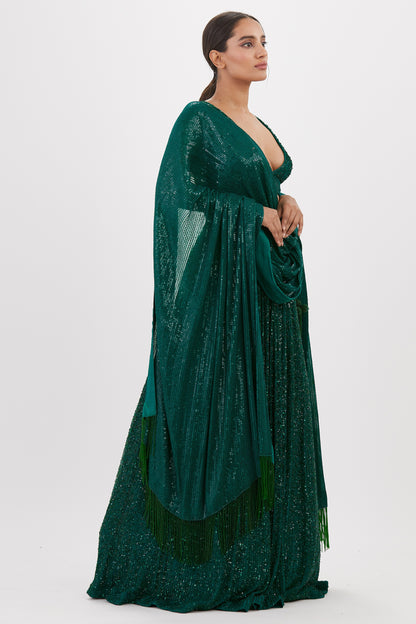 Lehenga Set in all over Line Sequin Embroidery
